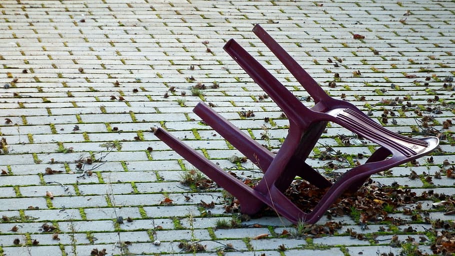chair, garden chair, patch, overturned, old, seat, garden chairs, garden, chairs, outside catering
