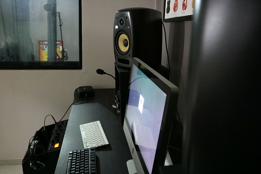 rekaman, studio, studio rekaman, suara, antarmuka, musik, komputer, monitor, teknologi, di dalam ruangan
