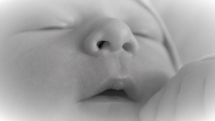 bebé, recién nacido, infantil, nacimiento, tierno, pequeño, milagro, evento alegre, fondo, blanco y negro