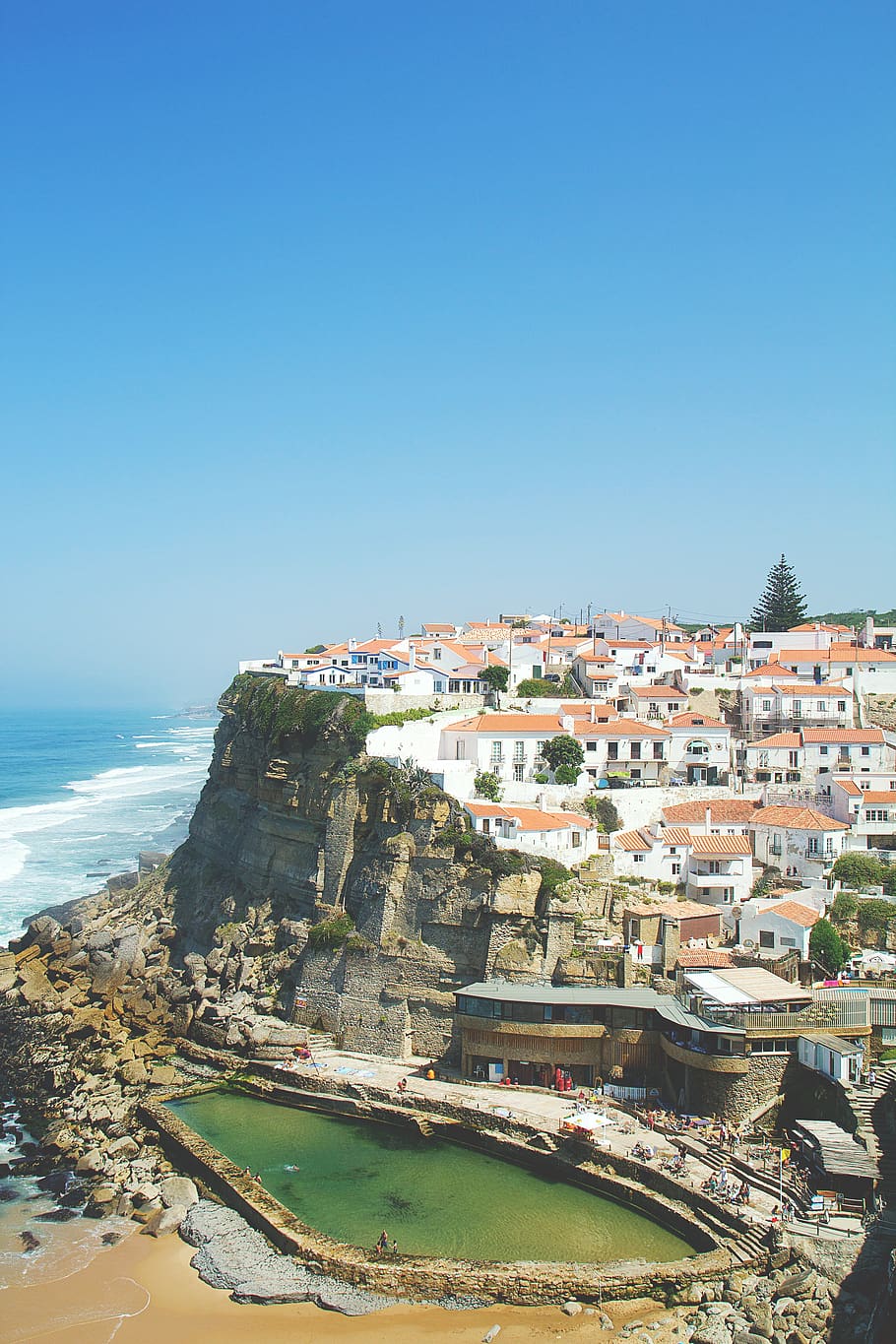 portugal, azenhas do mar, sea, sintra, cliff, scenic, ocean, landmark, coast, place