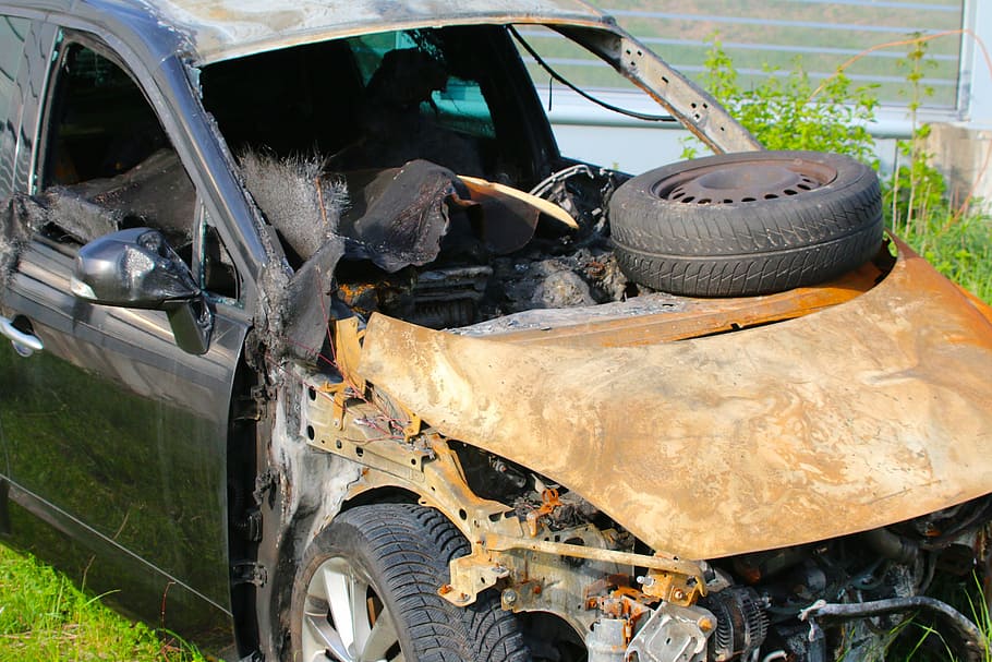 Vehicle, Dare, Damage, unfallwagen, total damage, defect, burned out, car, damaged, car accident
