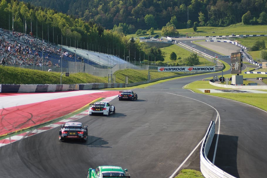 car racing, dtm, racing car, motorsport, race track, red-bull ring, styria, viewers, route, curve