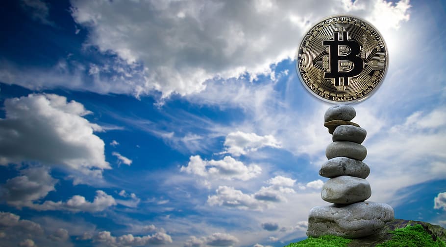 stacked, stones, cloudy, sky, stability, bitcoin, respect, money, finance, economy