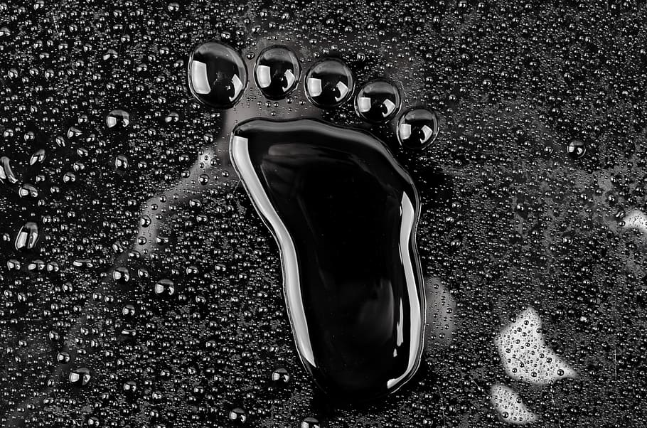 footprint, wet, surface, men, rain, close-up, clear, print, step, foot