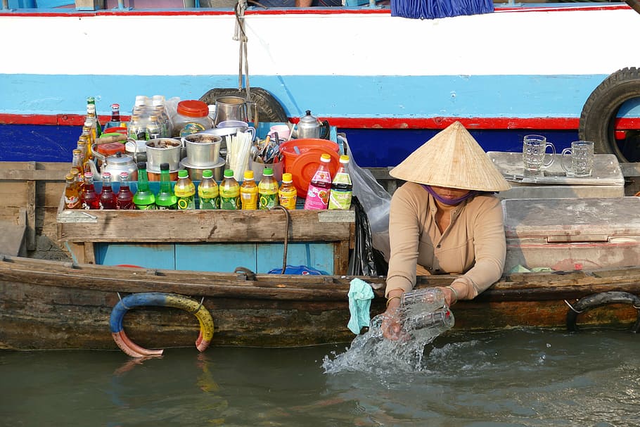 vietnã, rio mekong, delta do mekong, viagem de barco, rio, mercado, mercado flutuante, bota, navio, transporte