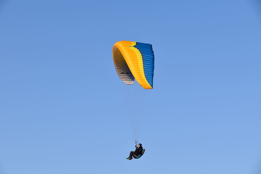 paragliding, paraglider, ozone wing ruch 5, flight, sport, adventure, nature, hobbies, aircraft, blue sky