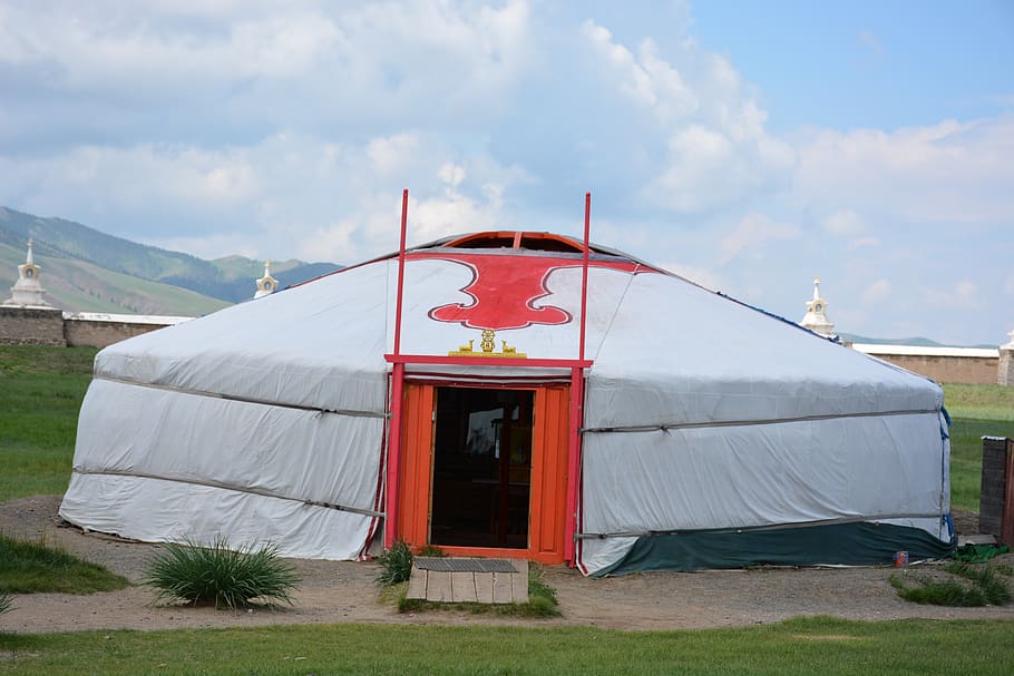 mongolia, yurt, nomads, lifestyle, sky, cloud - sky, built structure, architecture, day, nature