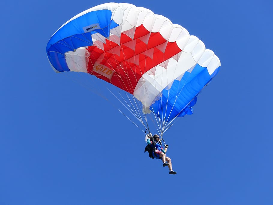 Sport, Skydiving, Competition, Descent, parachute, sky, blue, extreme sports, adventure, full length