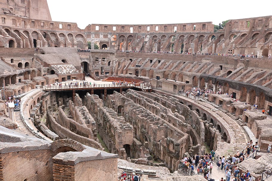 colosseum, italy, rome, history, the past, architecture, ancient, tourism, built structure, crowd