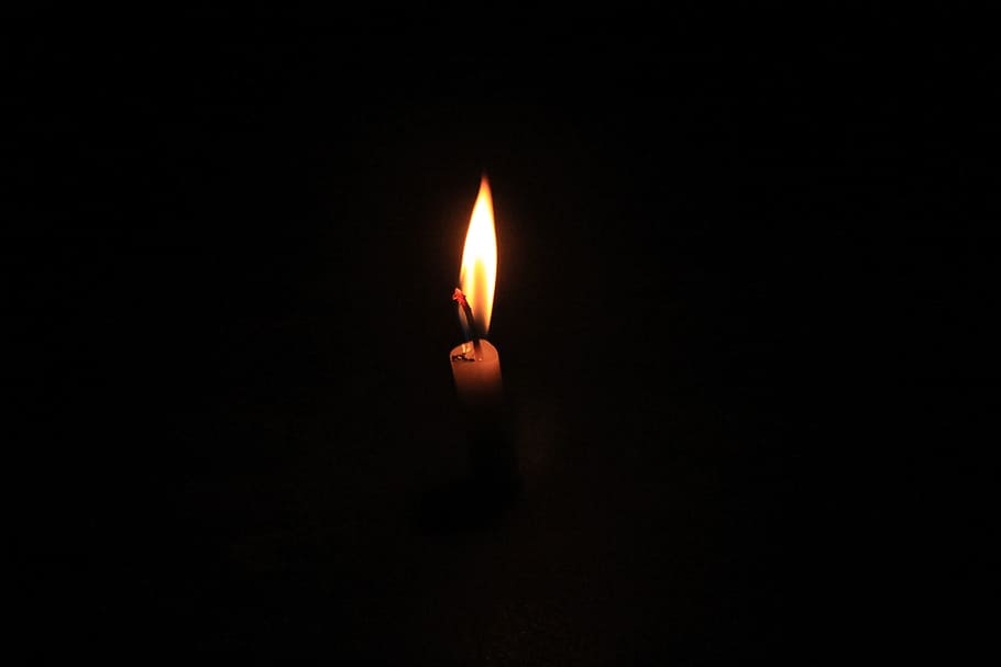 close-up photo, lit, candle, dark, Candlelight, Shadow, Background, black background, night, yellow