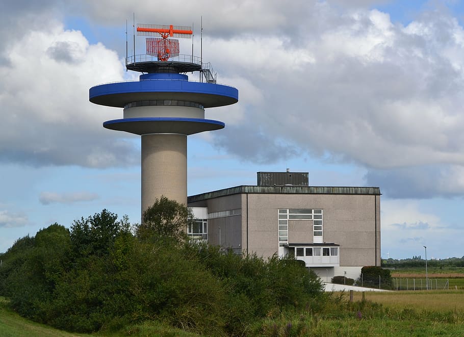 bremen, airport, ochtumpark, radar, radar tower, air traffic control, air traffic controllers, lighthouse, architecture, built structure