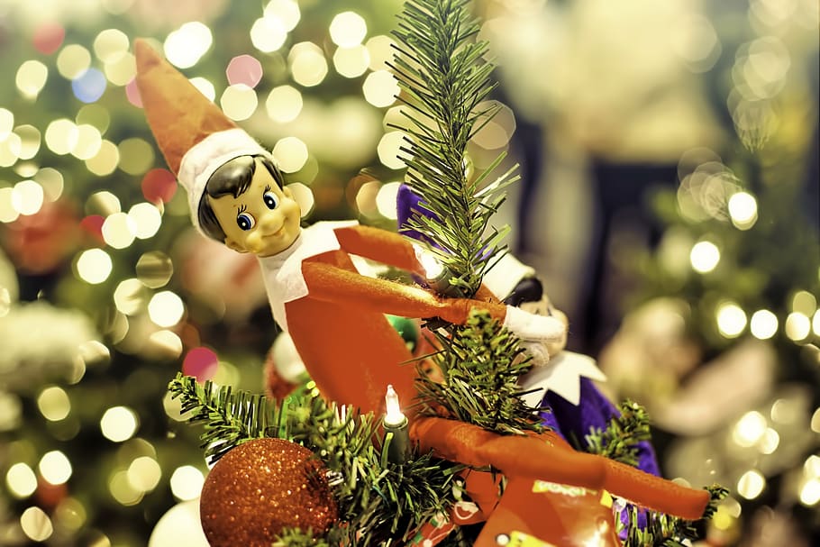 peri, peri di rak, natal, ornamen, dekorasi, anak-anak, bahagia, perayaan, kegembiraan, merah