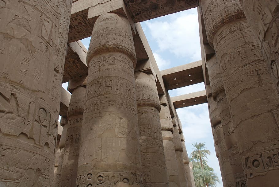 エジプト, 古代, 考古学, ルクソール, カルナック, 寺院, 記念碑, 列, 歴史的, 彫刻