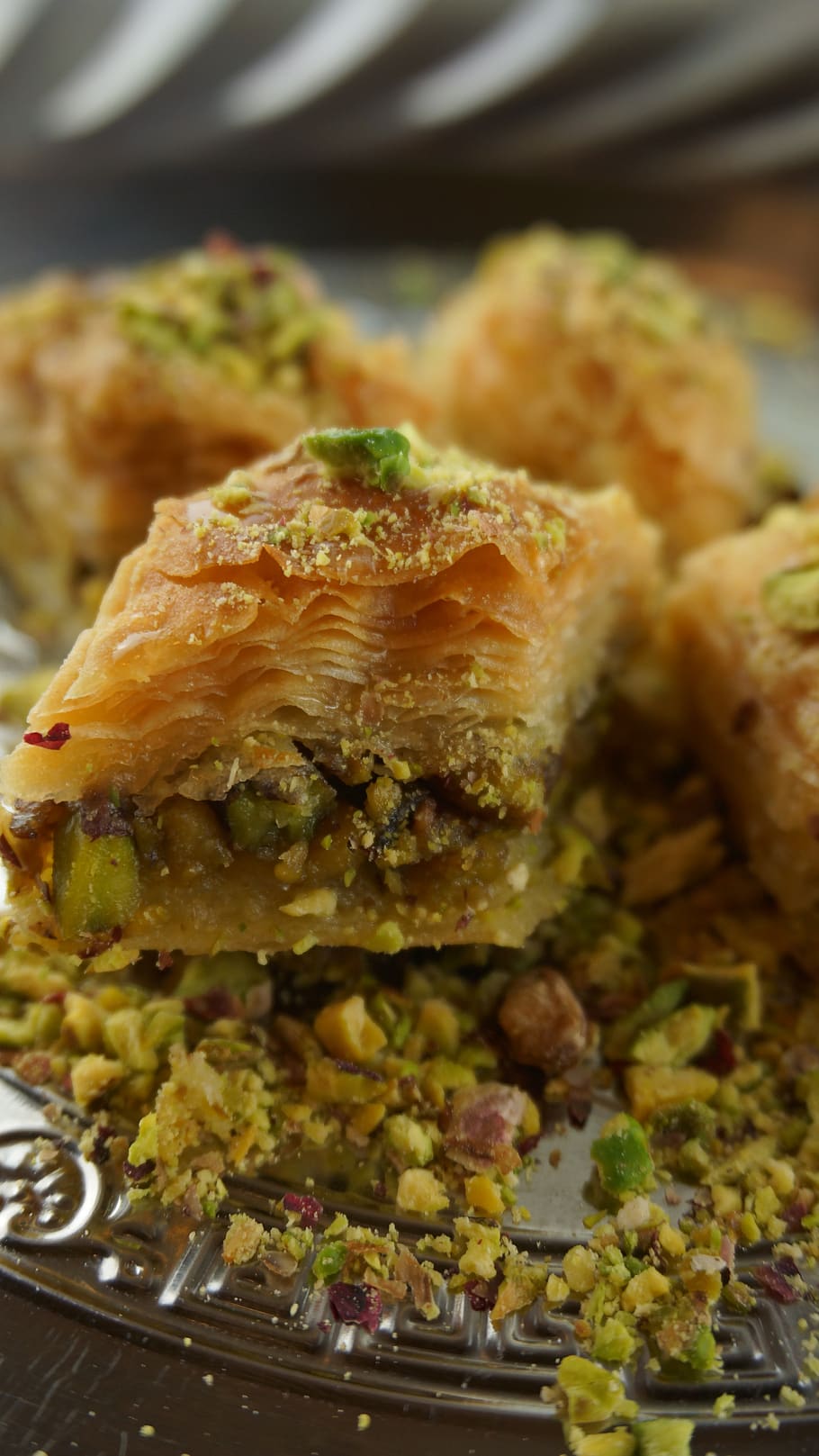 baklava-pastries, oriental kitchen, sweet pastries, food and drink, food, ready-to-eat, freshness, indoors, close-up, plate