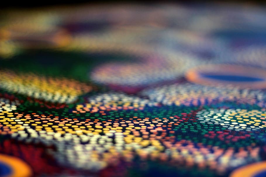 selective, focus photo, multicolored, abstract, art, photographic background, aboriginal art, dots, colours, colourful