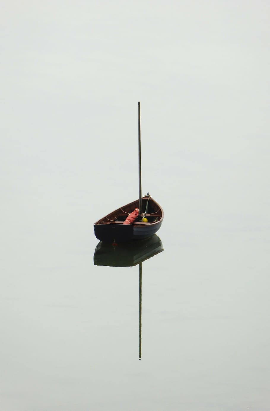 brown, boat, body, water, lake, reflection, calm, tranquil, serene, mast