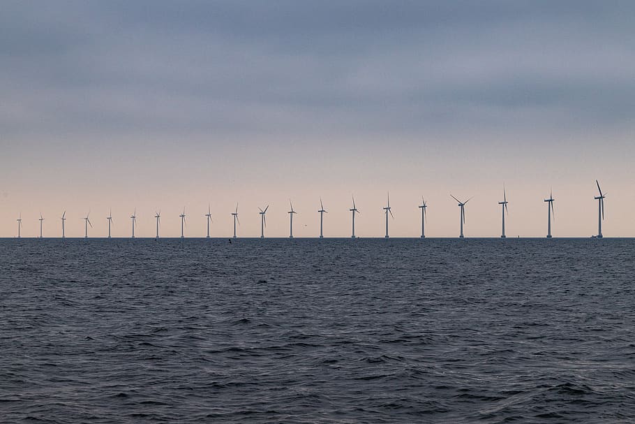 denmark, sea, wind power, windräder, energy, alternative energy, water, coast, baltic sea, series