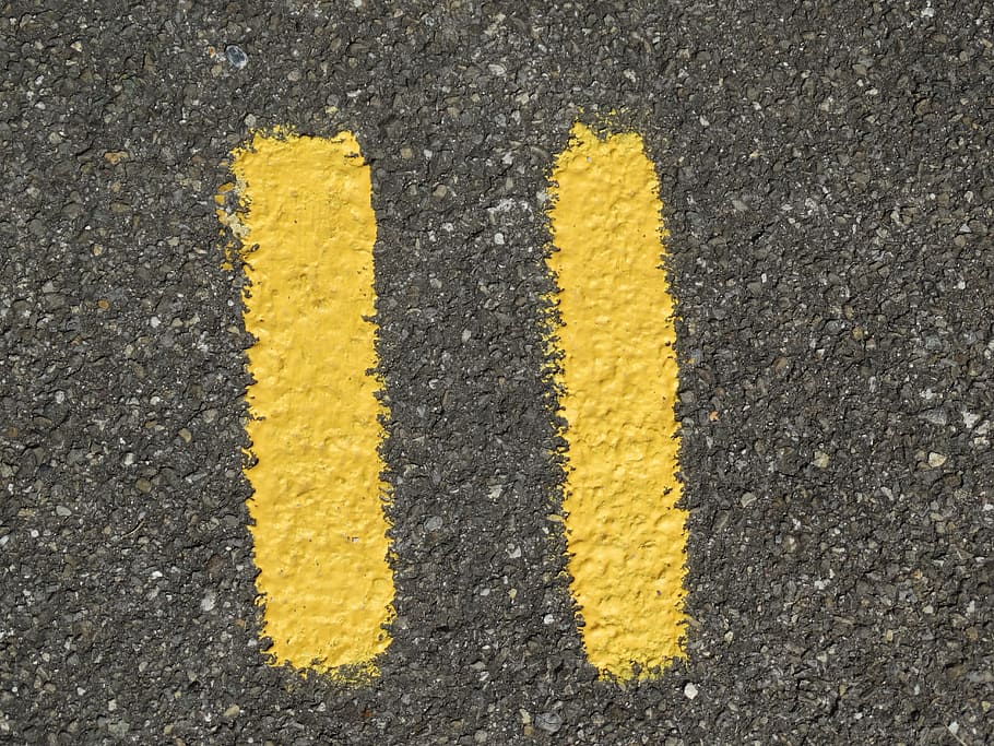 two, yellow, lines, gray, concrete, surface, Number, Ad, Yellow, Color, Asphalt