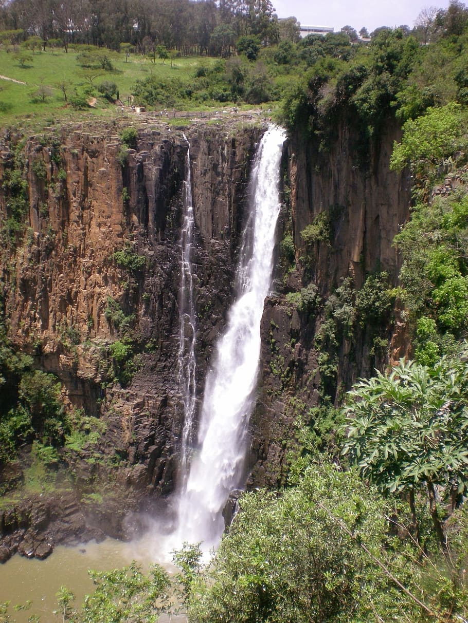 Cachoeira, Howick Falls, Umgeni, penhasco, paisagem, rio, africano, cascata, falésias, perigoso