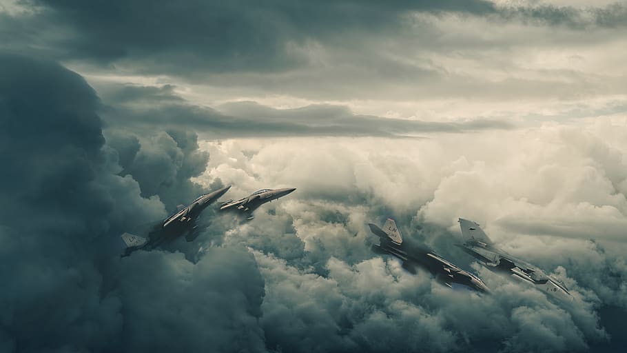 pesawat terbang, pesawat, militer, lumba-lumba, terbang, penerbangan, langit, awan-awan, marina, F15