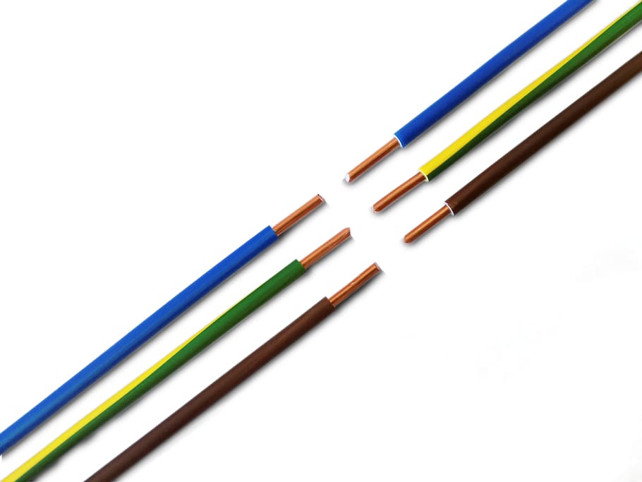 seis cabos de cores sortidas, cabo, corrente, tensão, energia, linha, eletricista, eletricidade, linha de energia, fonte de alimentação