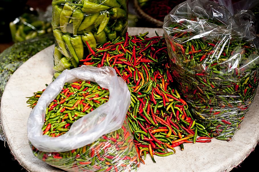 Chili Pepper Green Red Farm Garden Spicy Market Food And