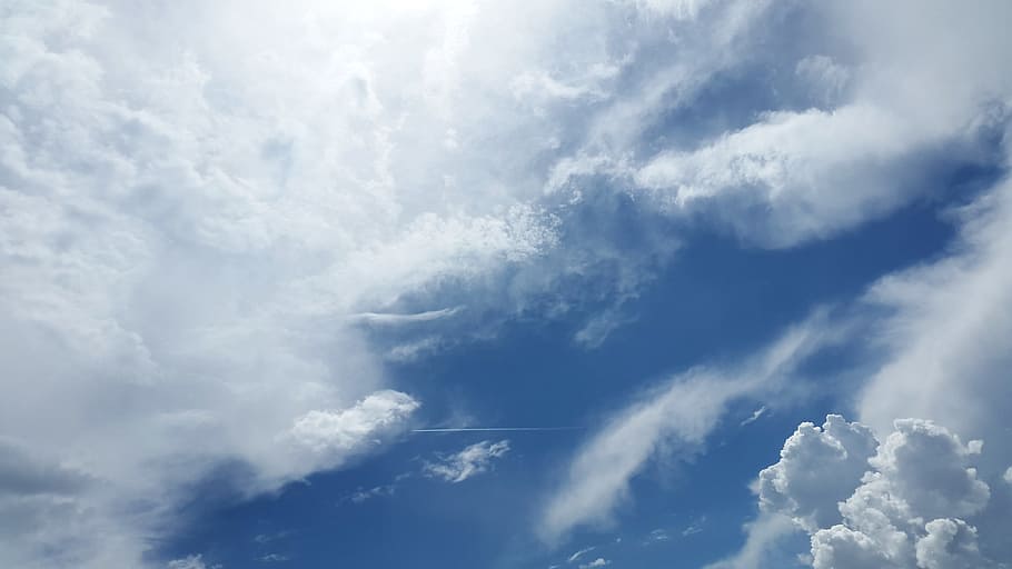 clouds graphic wallpaper, sky, clouds, atmosphere, air, oxygen, dom, sky blue, summer, cumulus clouds