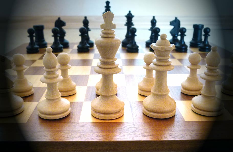 putih, hitam, papan catur, set, catur, bermain, permainan catur, wanita, raja, buah catur