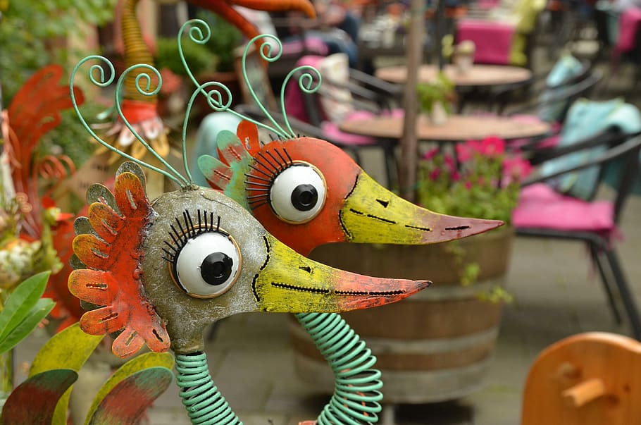 Bird, Head, Beak, Color, Metal, Garden, ornament, music, musical instrument, close-up