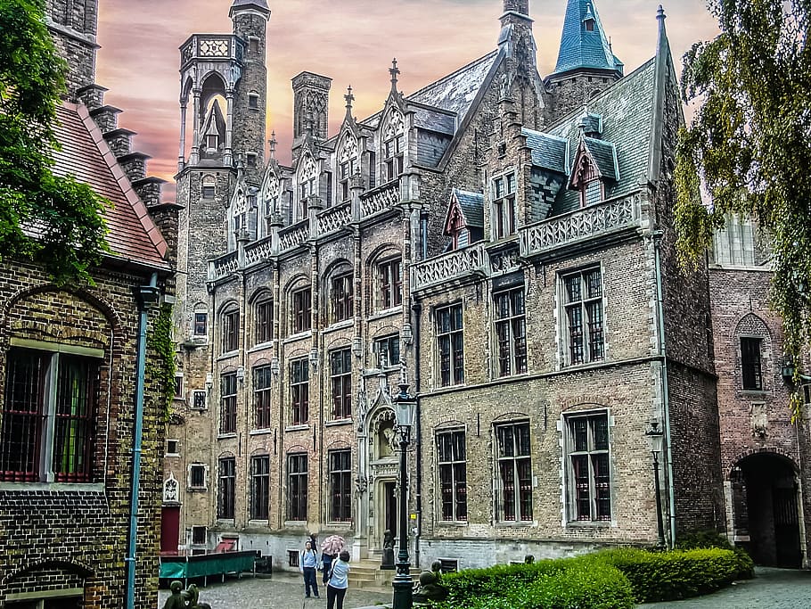 Belgium, Bruges, Benelux, Flanders, architecture, sky, european, old, medieval, historic