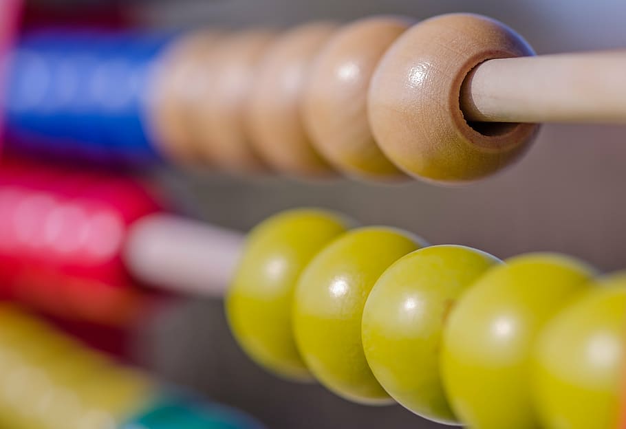 brown, yellow, red, blue, toy, abacus, mathematics, count, wood, math