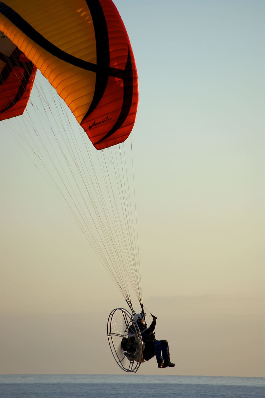 Paraglider, Motor, Sea, red, abendstimmung, movement, attraction, fun, evening, parachute