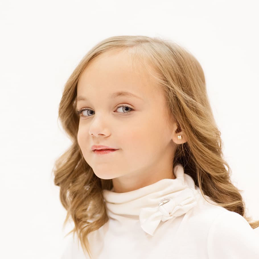 girl, white, turtle neck, top, young, blue, eyes, look, looking, style