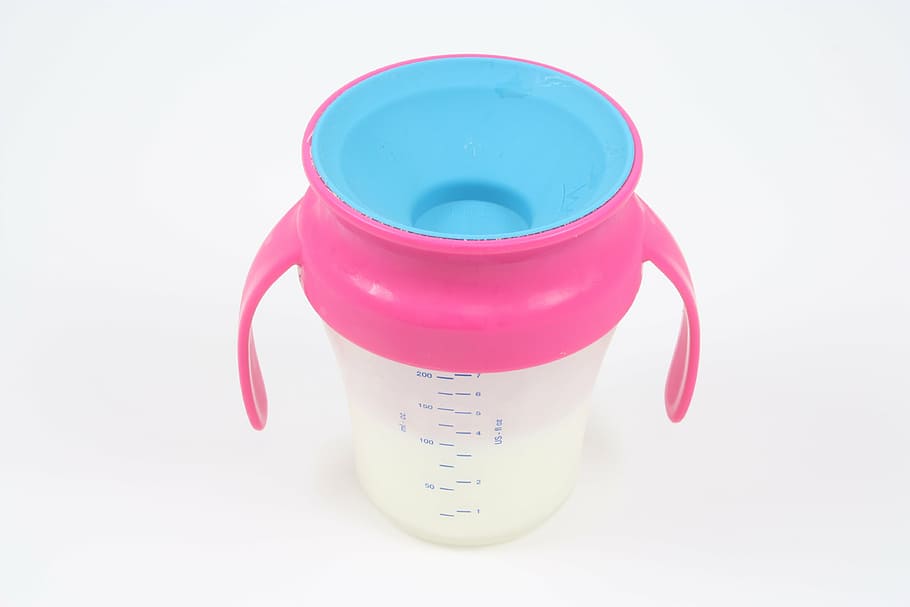 sippy cup, infante, niño pequeño, bebida, sippy, cup, kid, bebé, leche, rosa