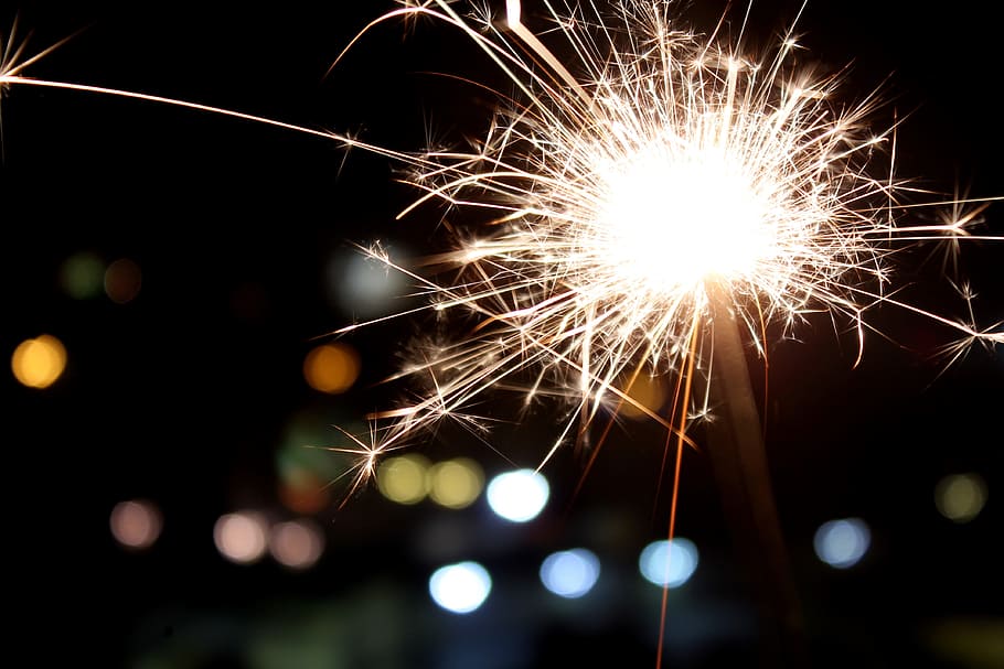 fire cracker, macro shot photography, nighttime, new year's eve, sparks, stellina, christmas, fire, night, illuminated