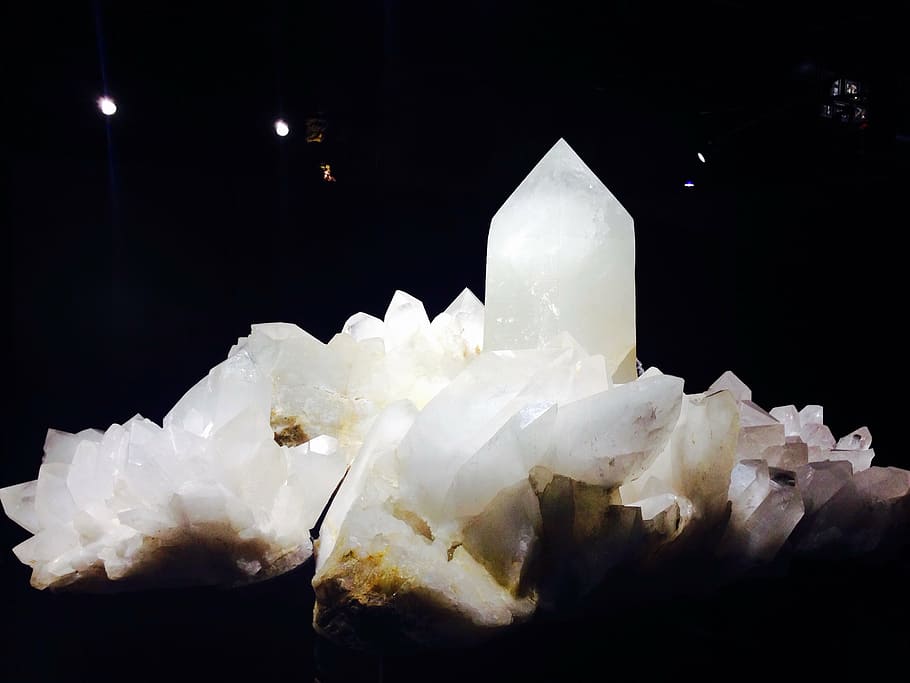 branco, cristais, preto, fundo, cristal de rocha, pedra semi preciosa, pedras, tesouro, montanha, luz