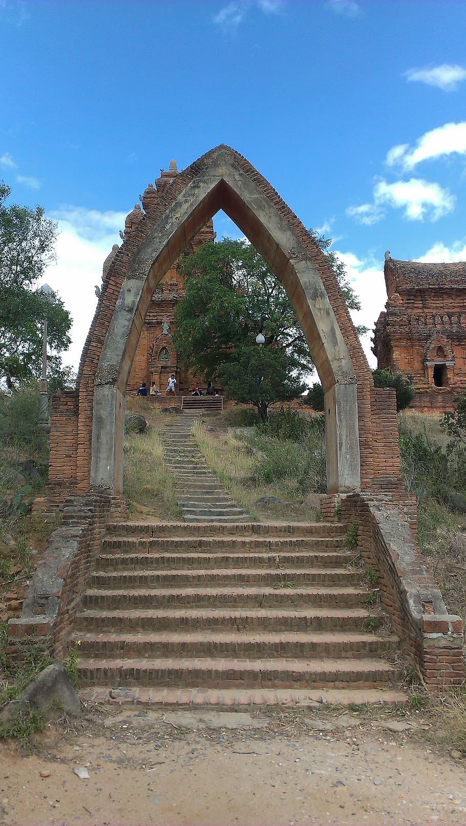 templo índigo, Po Klong Garai, índigo, templo, el garaje po klong, torres cham, arco, escaleras, panduranga, phan sonó
