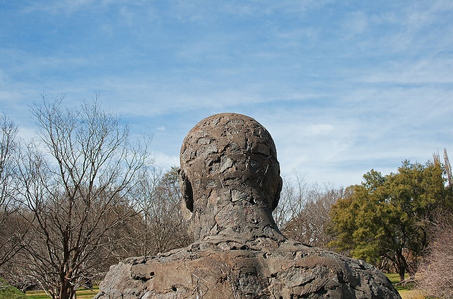 Sculpture, Figure, Statue, Male, Art, rough, head, back, shoulders, park
