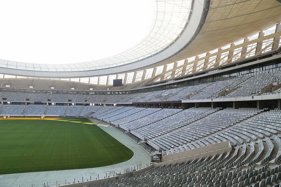 football stadium, stadium, rows of seats, grandstand, cape town, south africa, sport, built structure, architecture, team sport