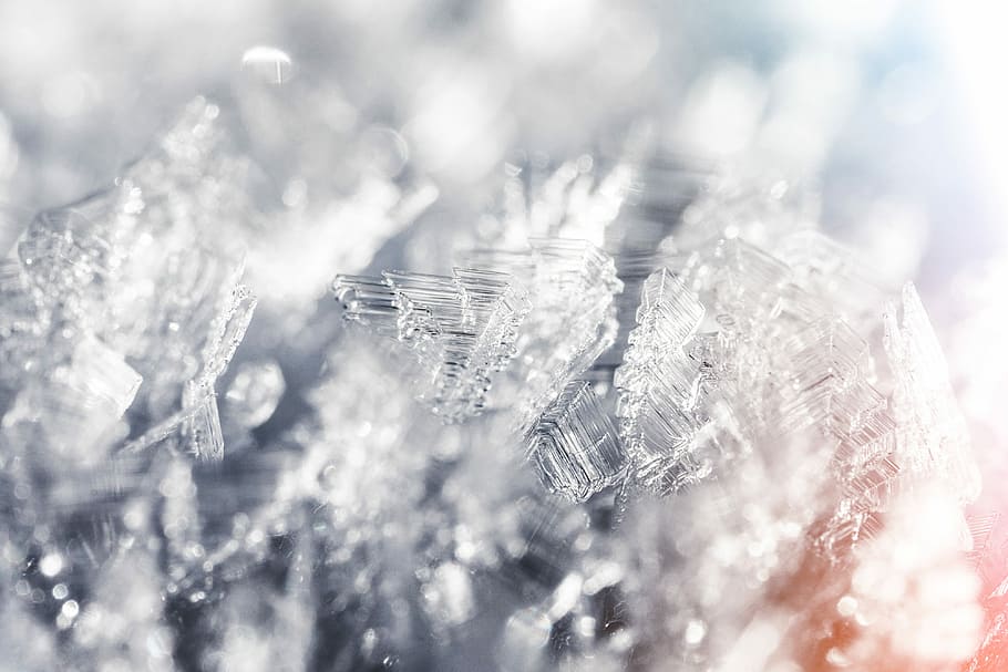 スノーフレーク冬の霜結晶, 閉じる, 冷凍, スノーフレーク, 冬, 霜, 結晶, クローズアップ, 抽象, 青