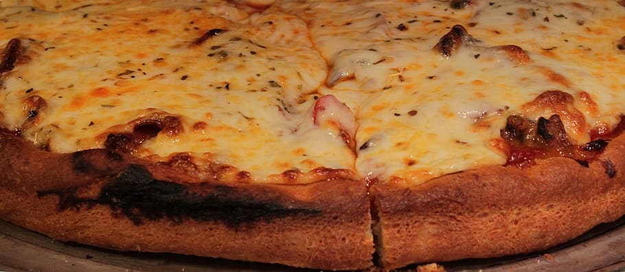 ham, cheese pizza, pizza, crust, cheese, mushroom, bake, closeup, cuisine, dinner