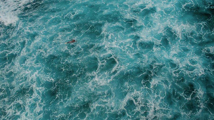 mar, oceano, água, ondas, pessoas, homem, natação, beira-mar, movimento, beleza da natureza