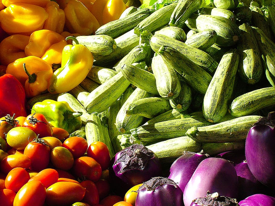 assorted vegetables, vegetables, pepper, tomato, zucchini, the sun, in the light of, italy, vegetable, food