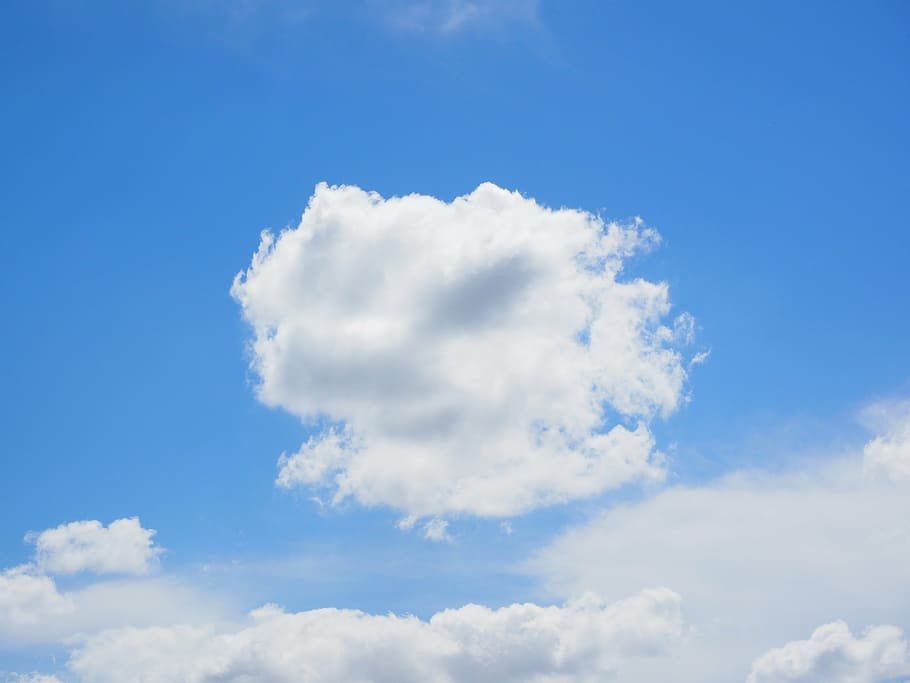 白, 雲, 澄んだ, 青, 空, 夏の日, 晴れた日, 晴れた, 積雲, 積雲humilis