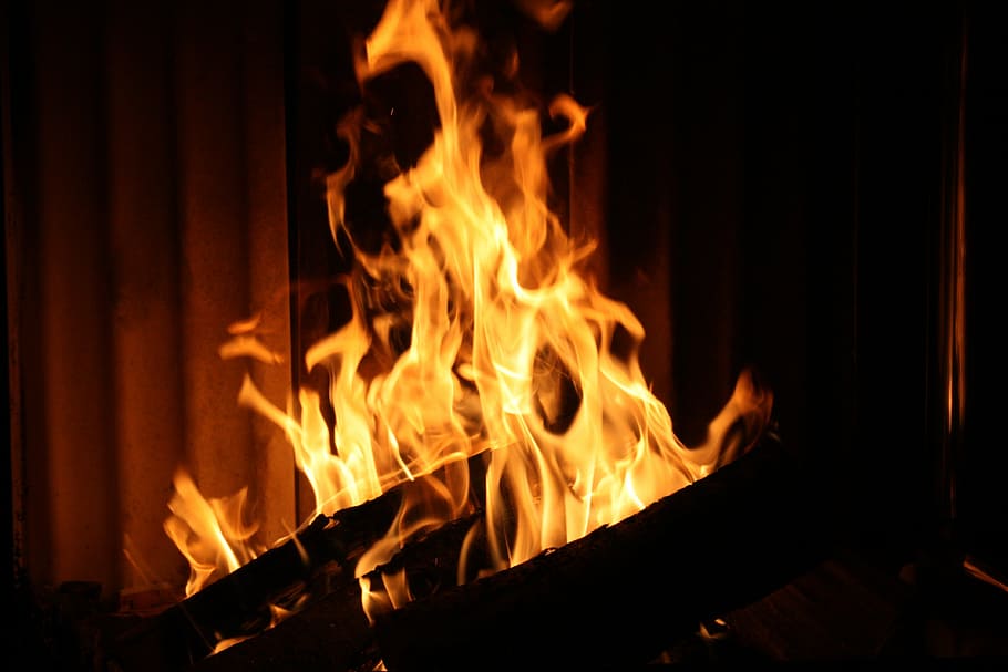 api, perapian, nyala api, pembakaran, api - fenomena alam, panas - suhu, kayu - bahan, log, alam, tidak ada orang