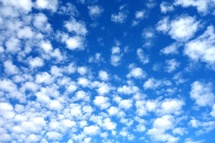 sky, clouds, schäfchen, blue, backgrounds, cloud - sky, textured, brightly lit, defocused, abstract