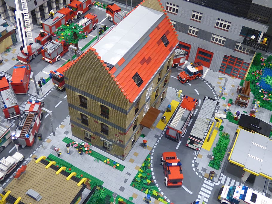 lego, lego blocks, toys, fire, building, buildings, kamienica, character, toy, city