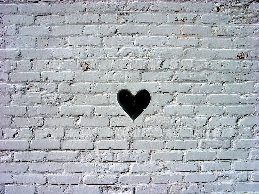 hitam, jantung, digital, wallpaper, hati hitam, beton, lubang, latar belakang, tekstur, batu