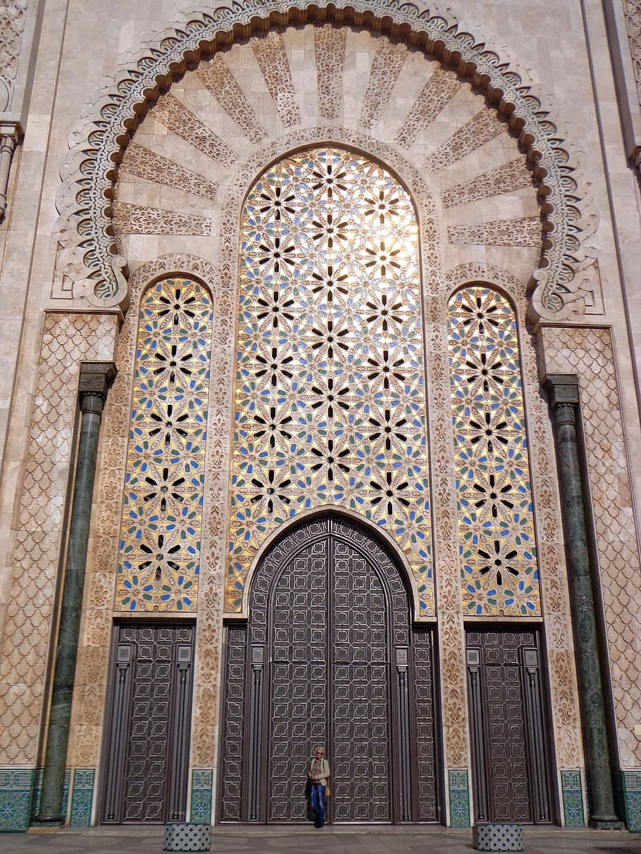Mezquita, Casablanca, Marruecos, Puerta, arco, ornamentado, arquitectura, historia, religión, destinos de viaje