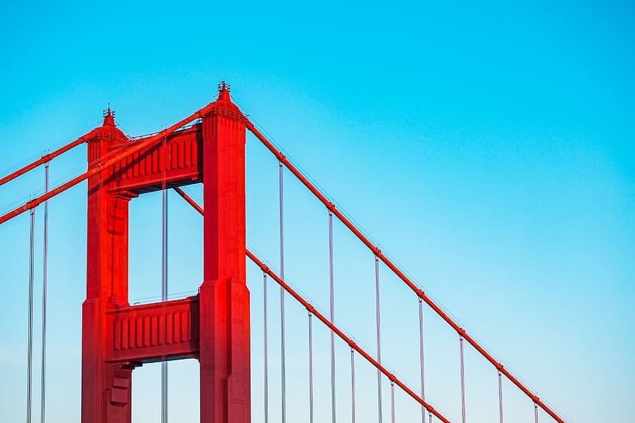 emas, pilar jembatan jembatan, Atas, Jembatan Golden Gate, pilar, San Francisco, CA, arsitektur, jembatan, california